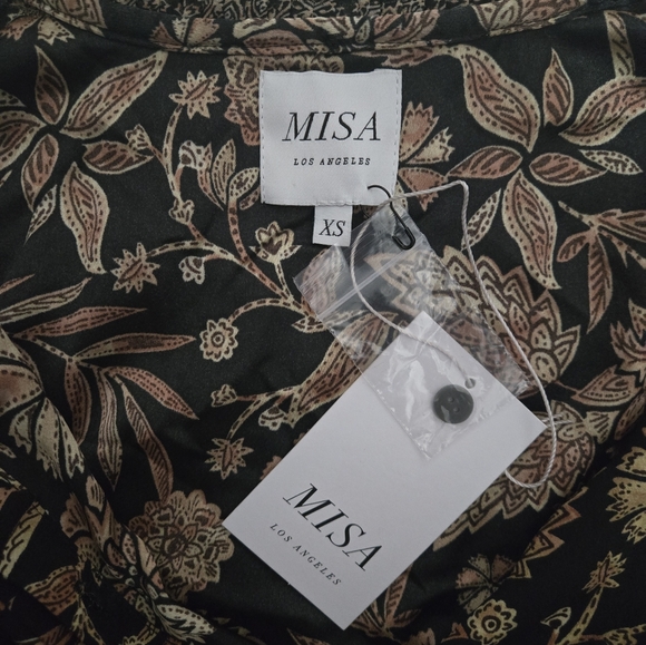 ​MISA Los Angeles Garance Blouse Gilded Paisley Floral Ruffle Puff Sleeve XS - Picture 15 of 15